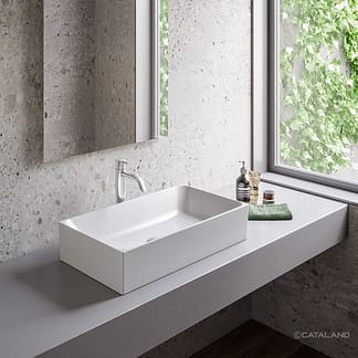 Lavabo Verso 75 75X35 Installazione ad appoggio Senza troppopieno Bianco lucido